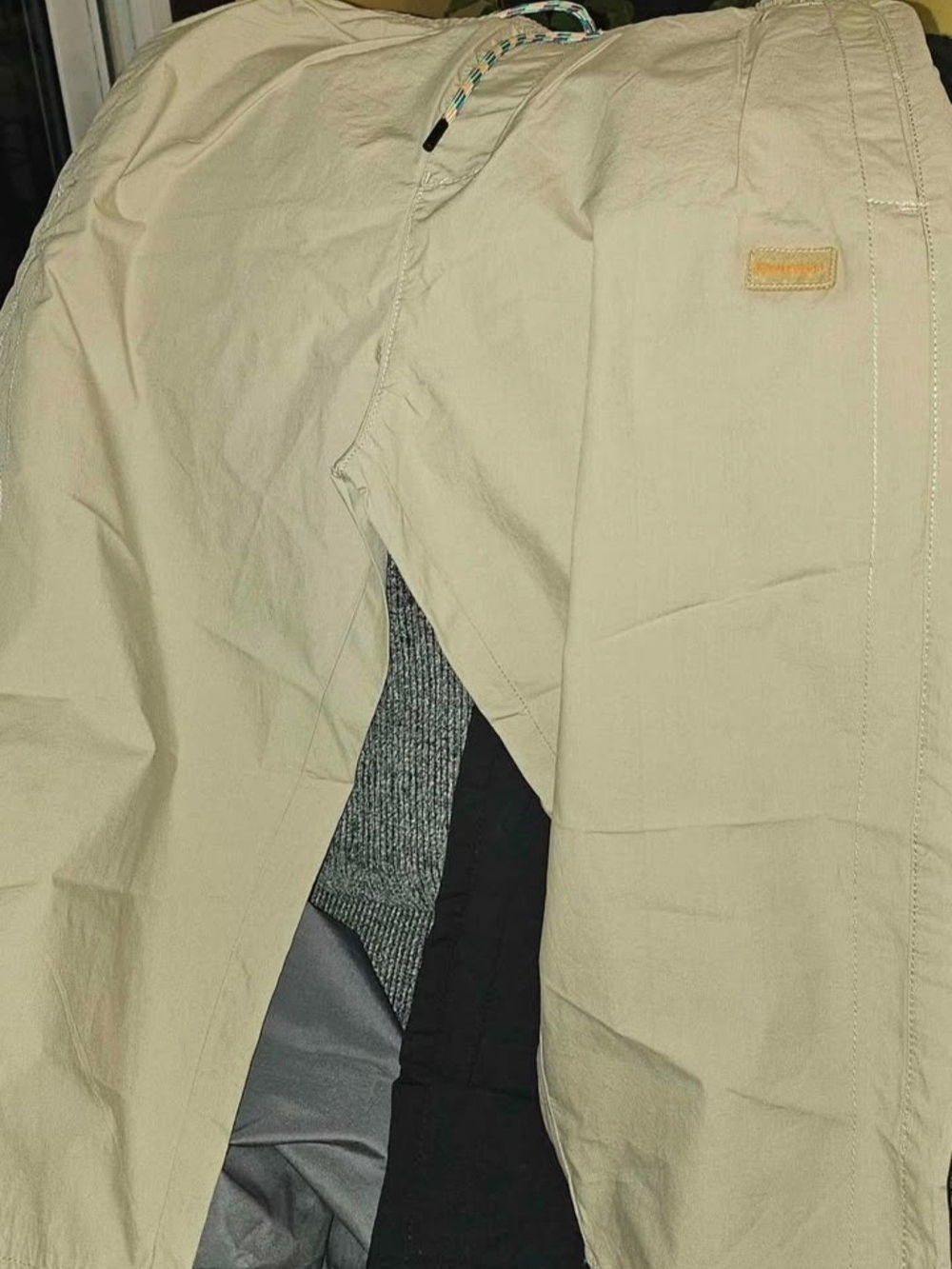 Beige Drawstring Casual Pants